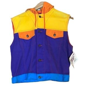 Vintage French Toast bright colorblock denim vest with flaw Size 12